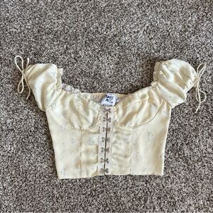 Y2K Yellow Sweet Princess Polly Corset Crop Coquette Top Lined Femme 4 Cottage